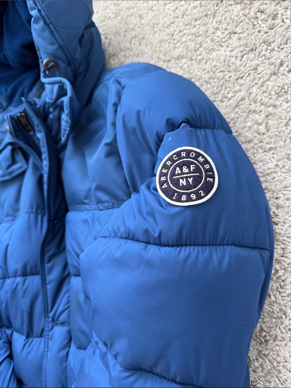 Abercrombie & Fitch Royal Blue Kids Puffer Jacket with Hood - Picture 2 of 5